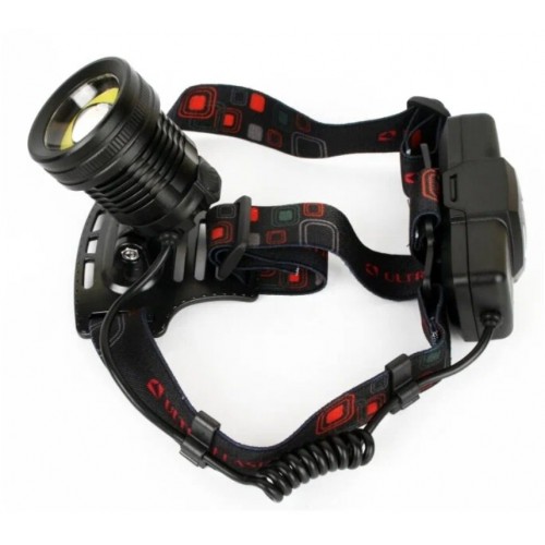 Фонарь Е1335 налоб/аккум/черный 3,7В, 2 LED 4Ватт, фокус, 4 режима, метал бокс Camelion Ultraflash